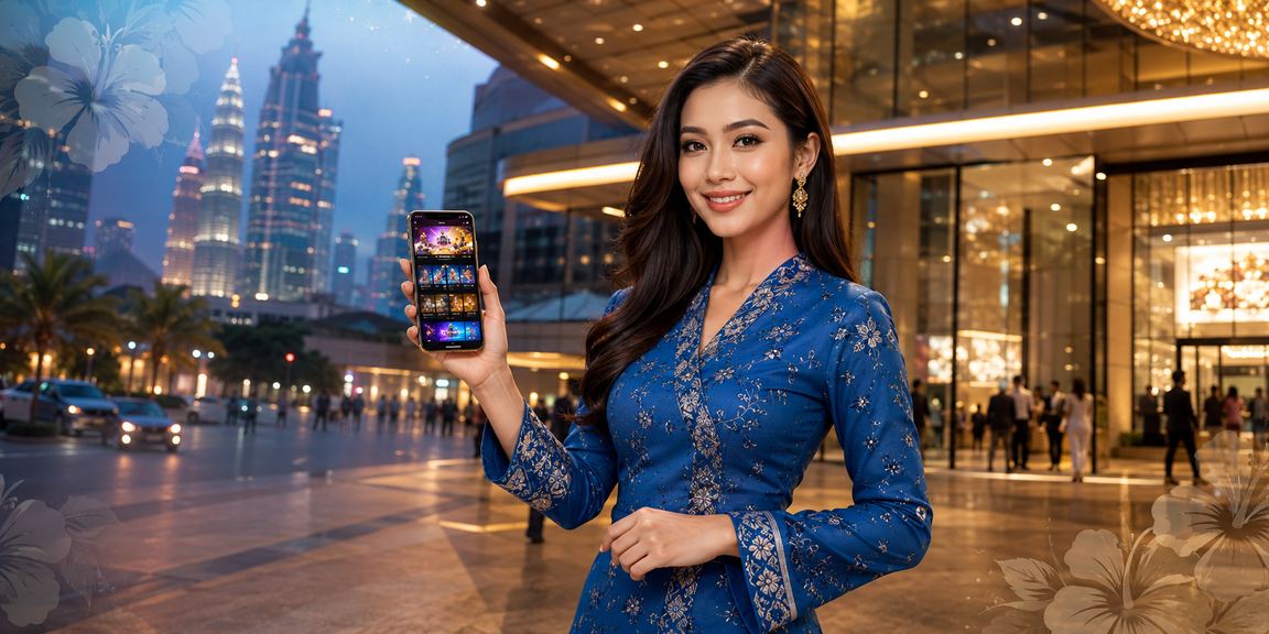 Pengguna membuat deposit dalam talian memakai baju kurung di Kuala Lumpur
